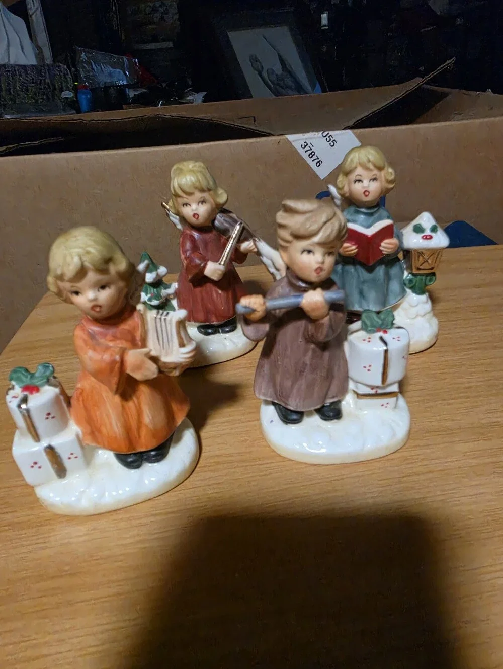 Set Of 4 Napcoware Angel Christmas Figurines X8371 Playing Music 3.5